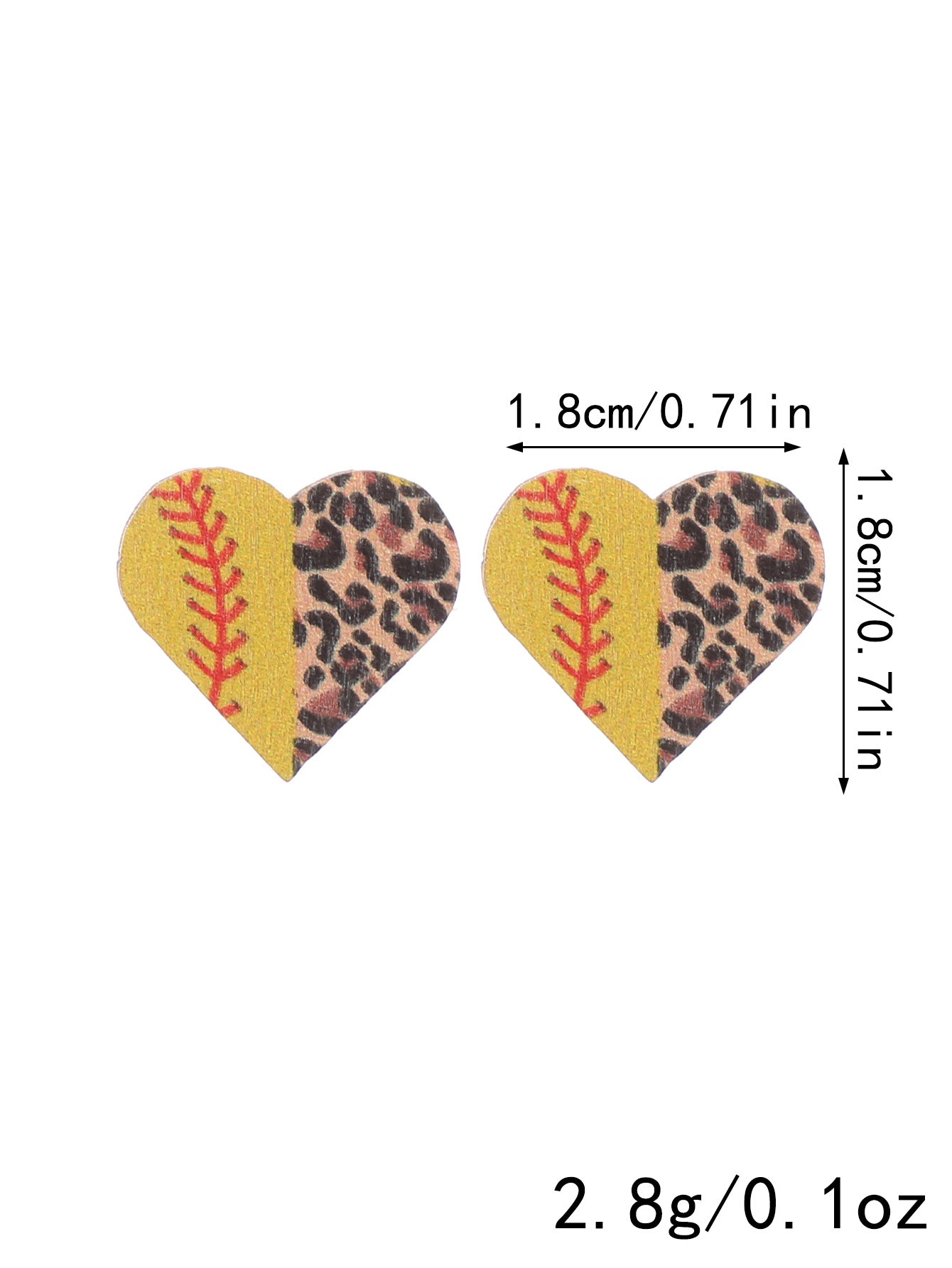 Wholesale Leopard print sports style heart cute wooden earrings