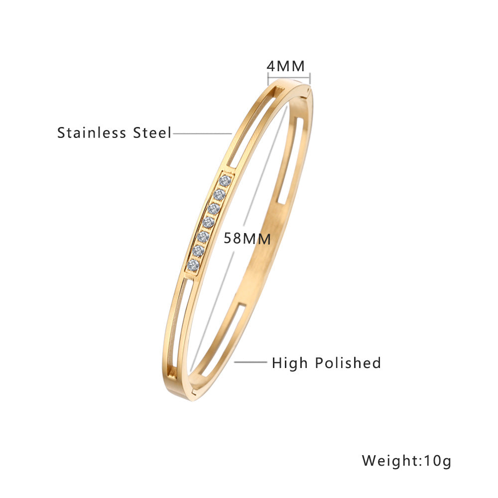 Wholesale Titanium Steel 18k Gold Plated Diamond Bracelet