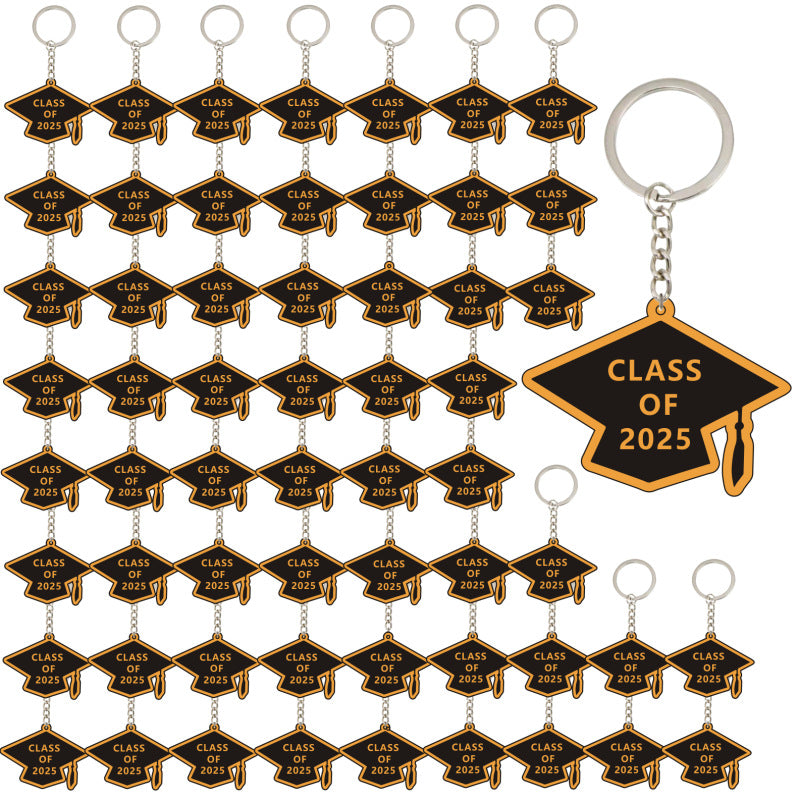 Wholesale Bachelor Cap Acrylic Flat Double-sided Decorative Keychain