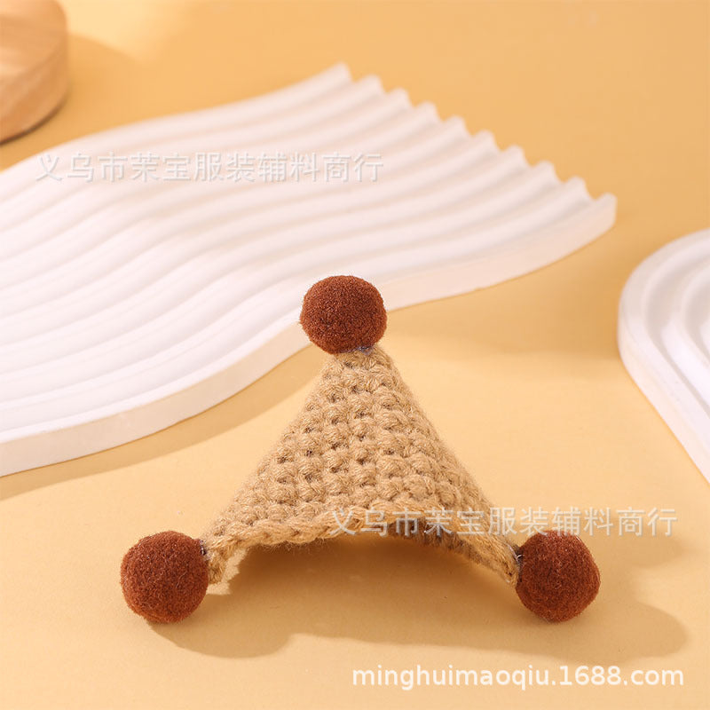 Wholesale 10pcs/pack Mini Knitted Pet Doll Triangle Hat Pet Accessories DIY Wool Doll Accessories