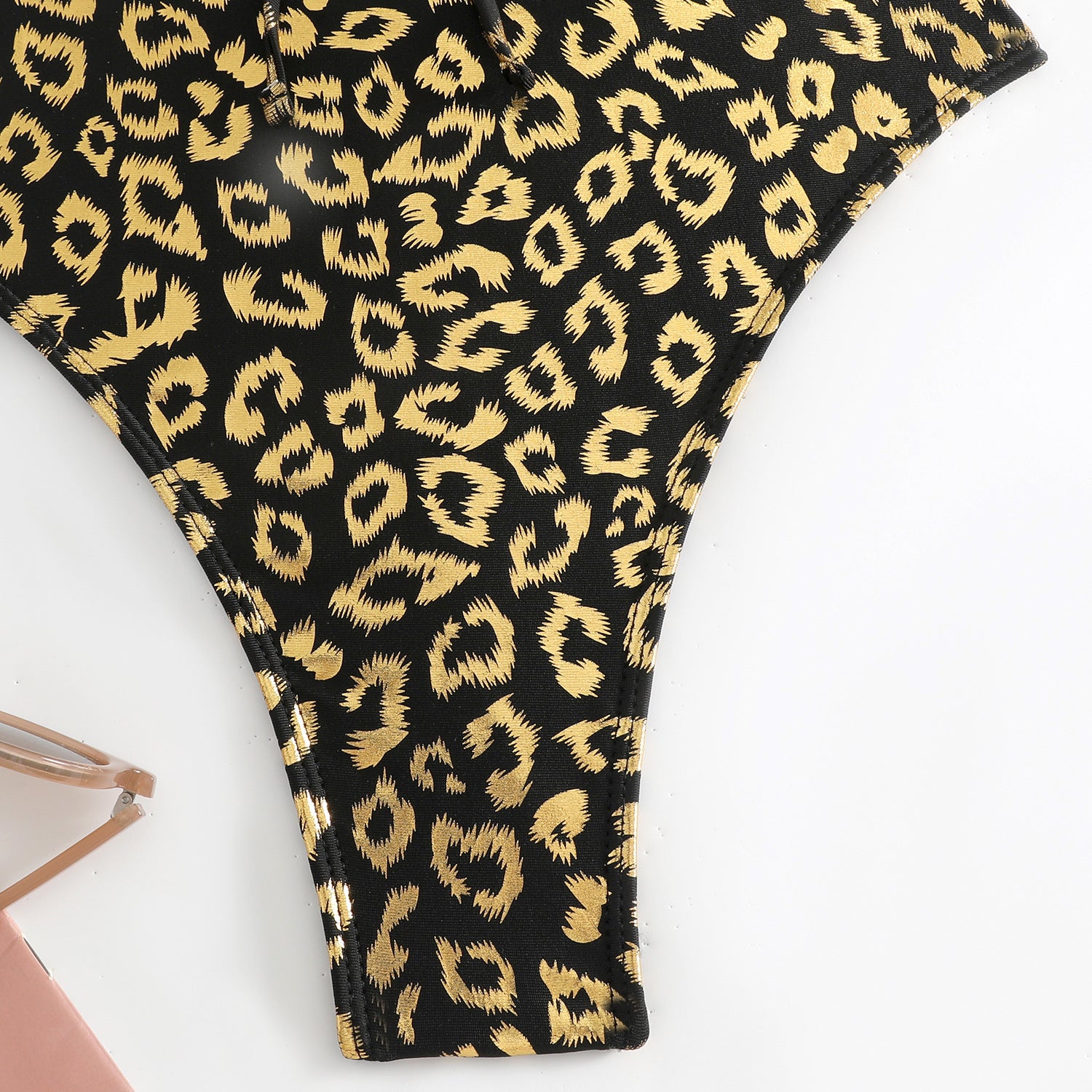 Wholesale Printed leopard triangle open back swimsuit