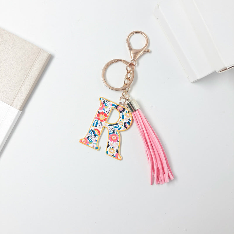 Wholesale Letter Colorful Tassel Zinc Alloy Keychain