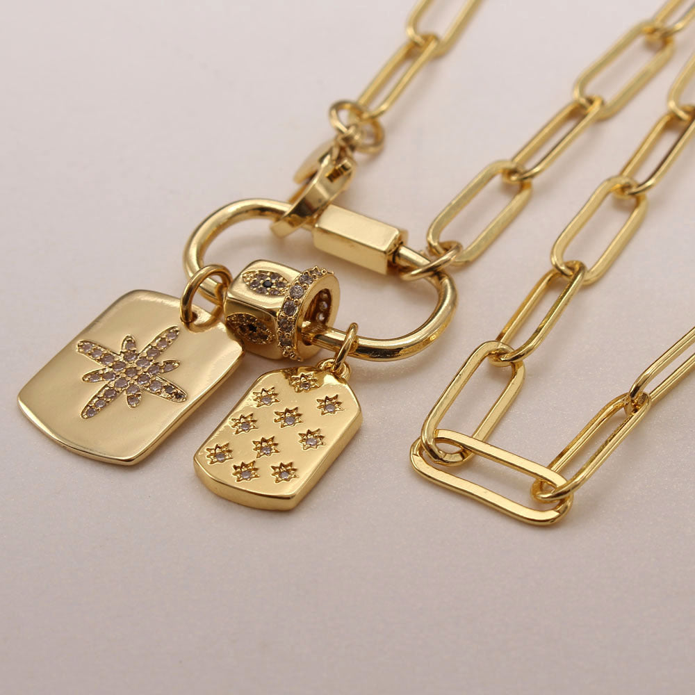 Wholesale Micropaved Zirconia Love Rectangular Necklace