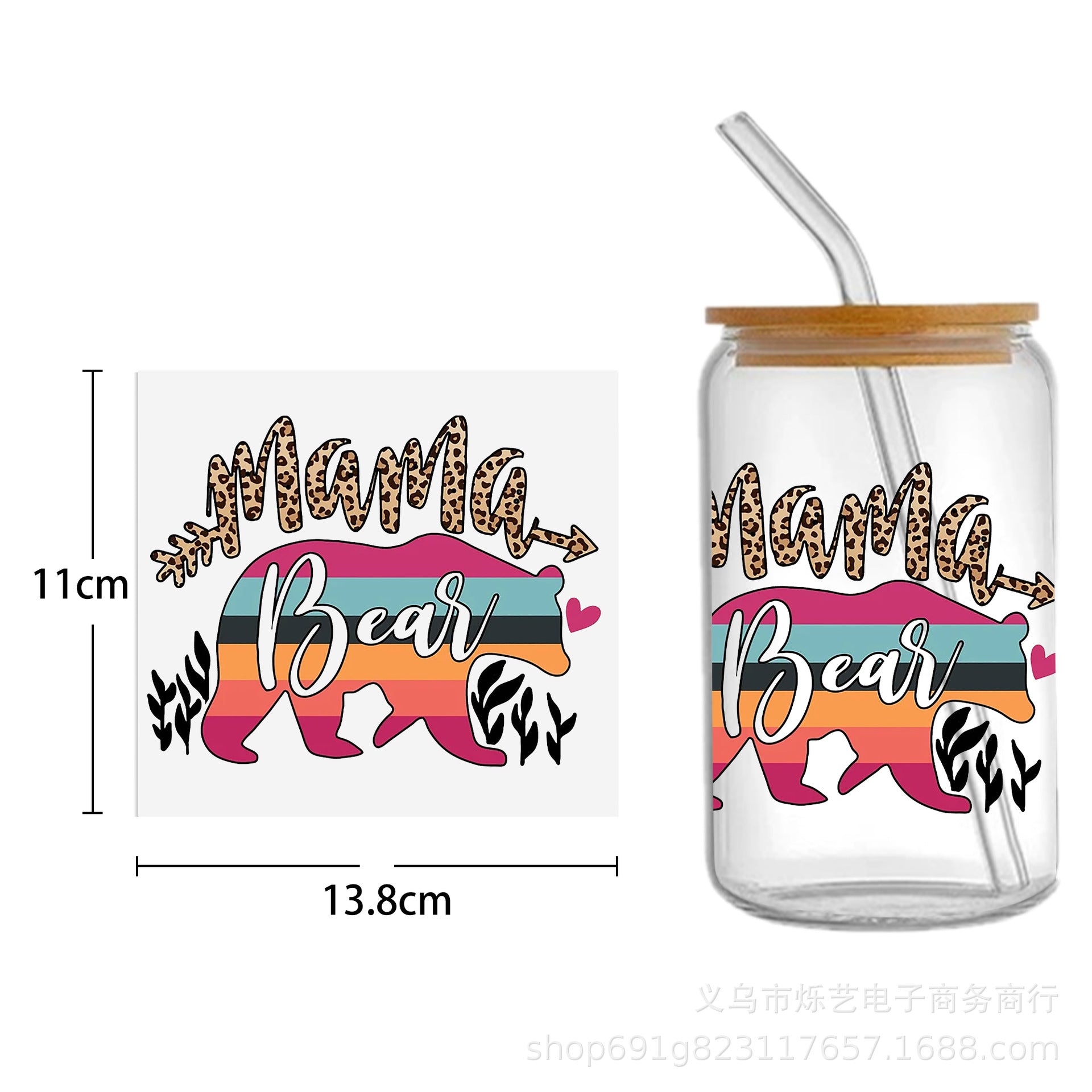 Wholesale 5pcs Mother's Day Flower Series Transparent UV DTF Transfer Crystal Cup Sticker wraps