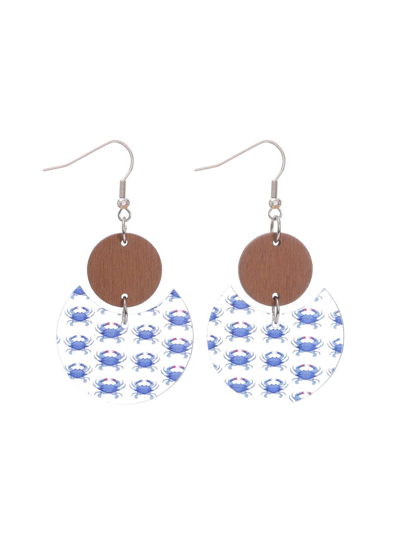 Wholesale Butterfly print acrylic and wood panel earrings