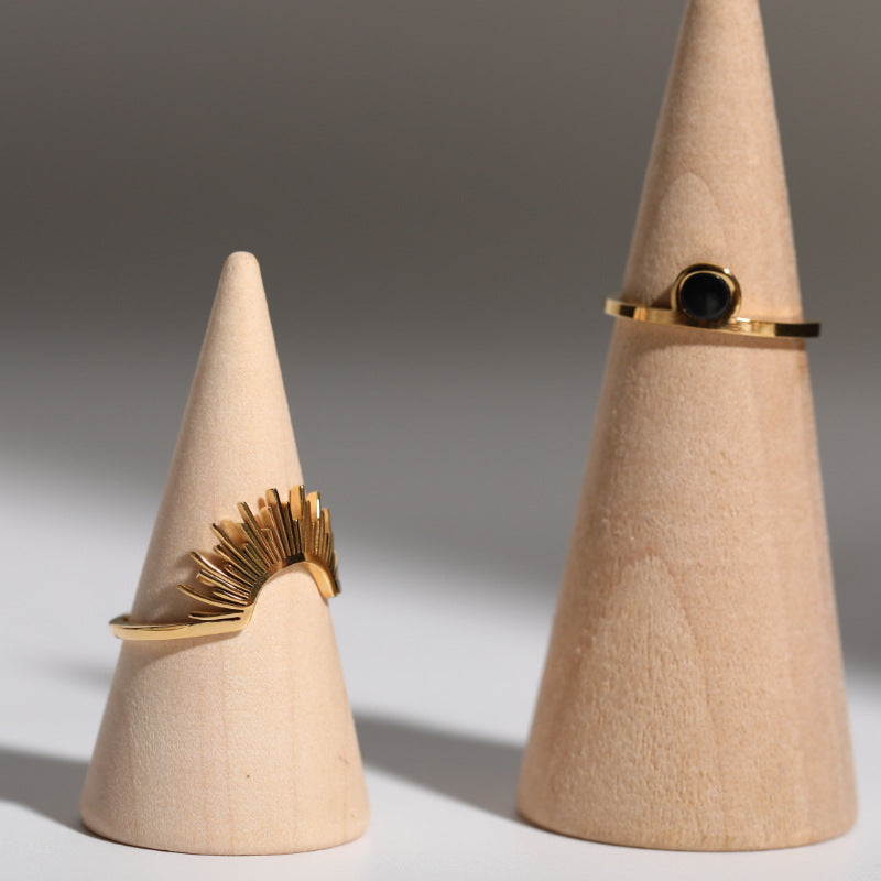 Wholesale Sunflower Titanium Steel Gold Plated Ring