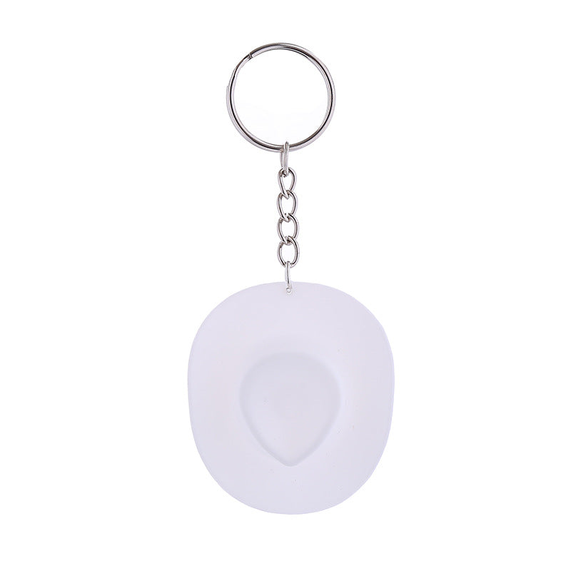 Wholesale Western Style Colorful Cow Pattern Cowboy Hat Plastic Keychain