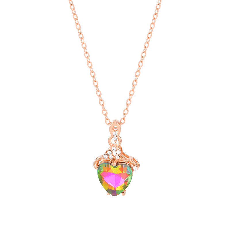 Wholesale Fashion Love Pendant Heart Shape Diamond Crystal Necklaces