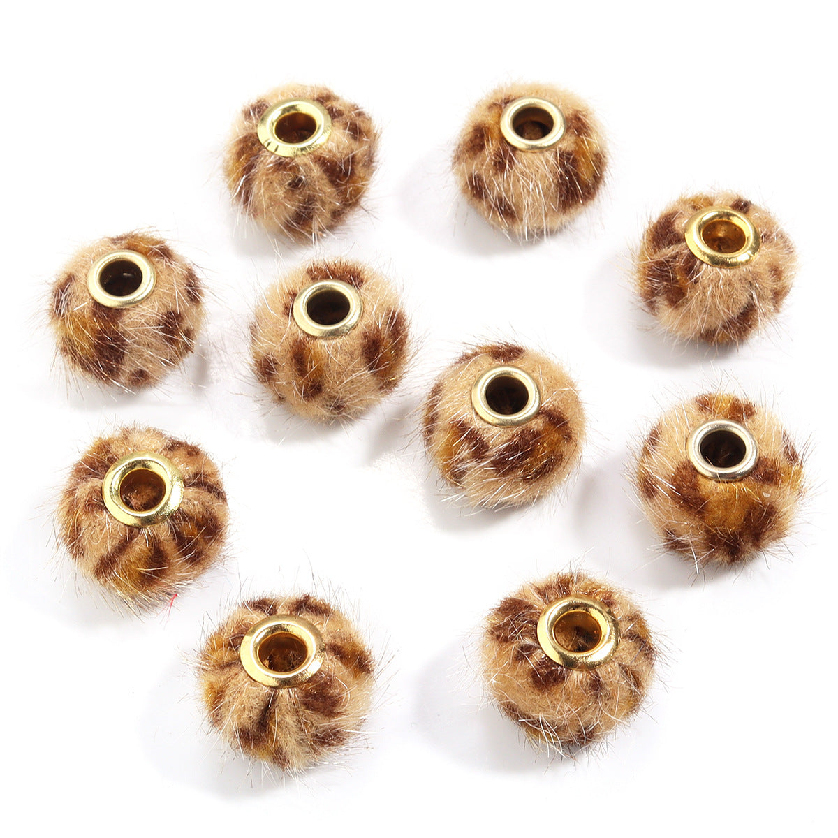 Wholesale 10PCS Leopard Print Plush Straight Hole Spacer Beads