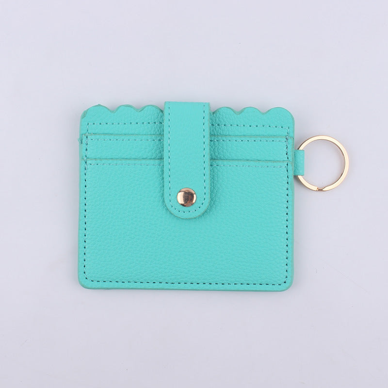 Wholesale Color Solid Color ID Case PU Leather Card Holder Keychain Coin Purse