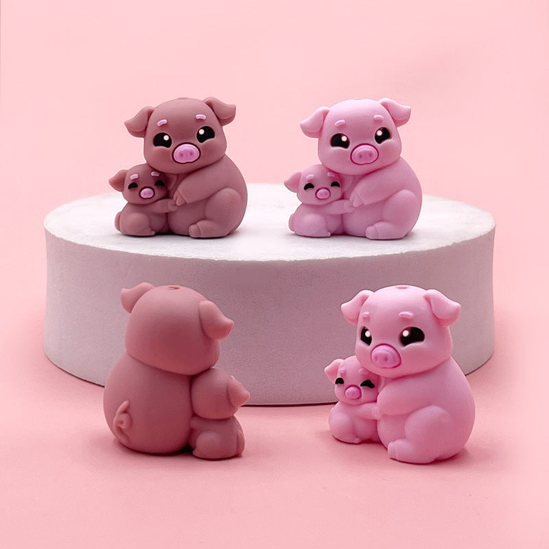 Wholesale 20pcs 3D silicone cute pigs beads