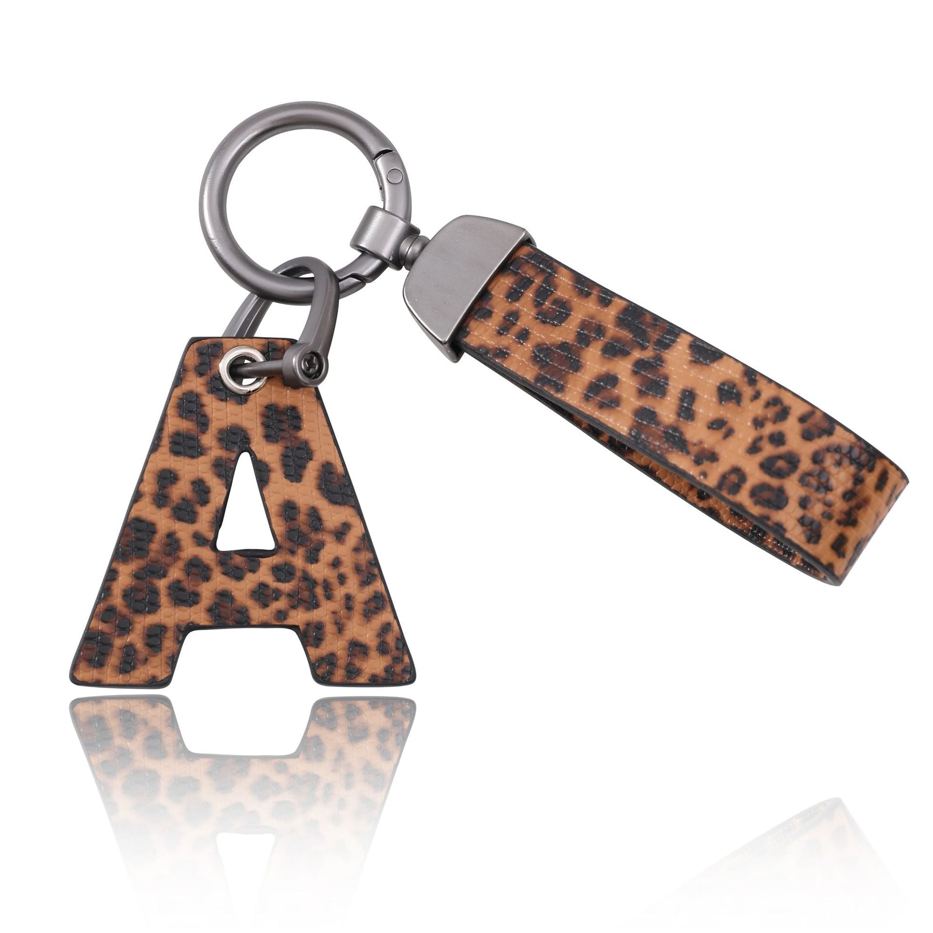 Wholesale Aztec Western Style Leopard Print Colorful Stripes Oil Edge Leather Keychain