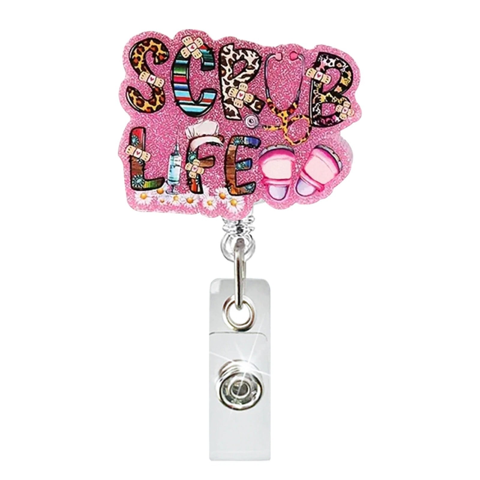 Wholesale  Hospital Staff Acrylic Badge Reel Doctor Nurse Organ Department Telescopic Easy Pull Buckle