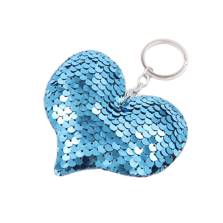 Wholesale Double Sided Reflective Sequin Love Keychain