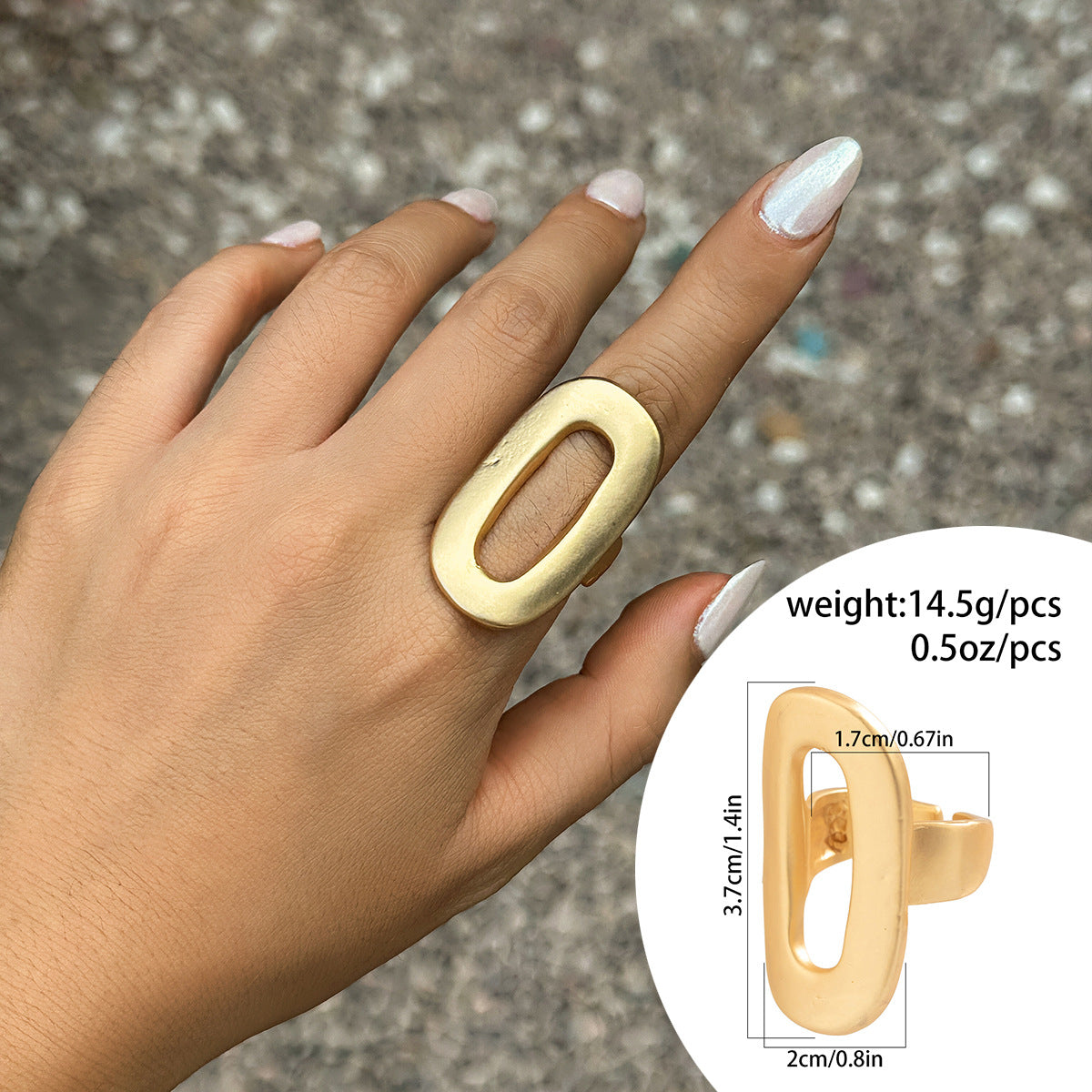 Wholesale exaggerated disc pleated metal ring simple irregular niche flower ring