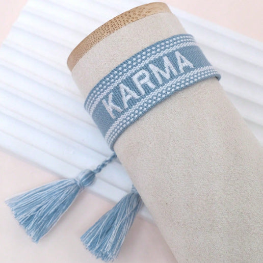 Wholesale Cord Letter Embroiderable Woven Tassel Bracelet