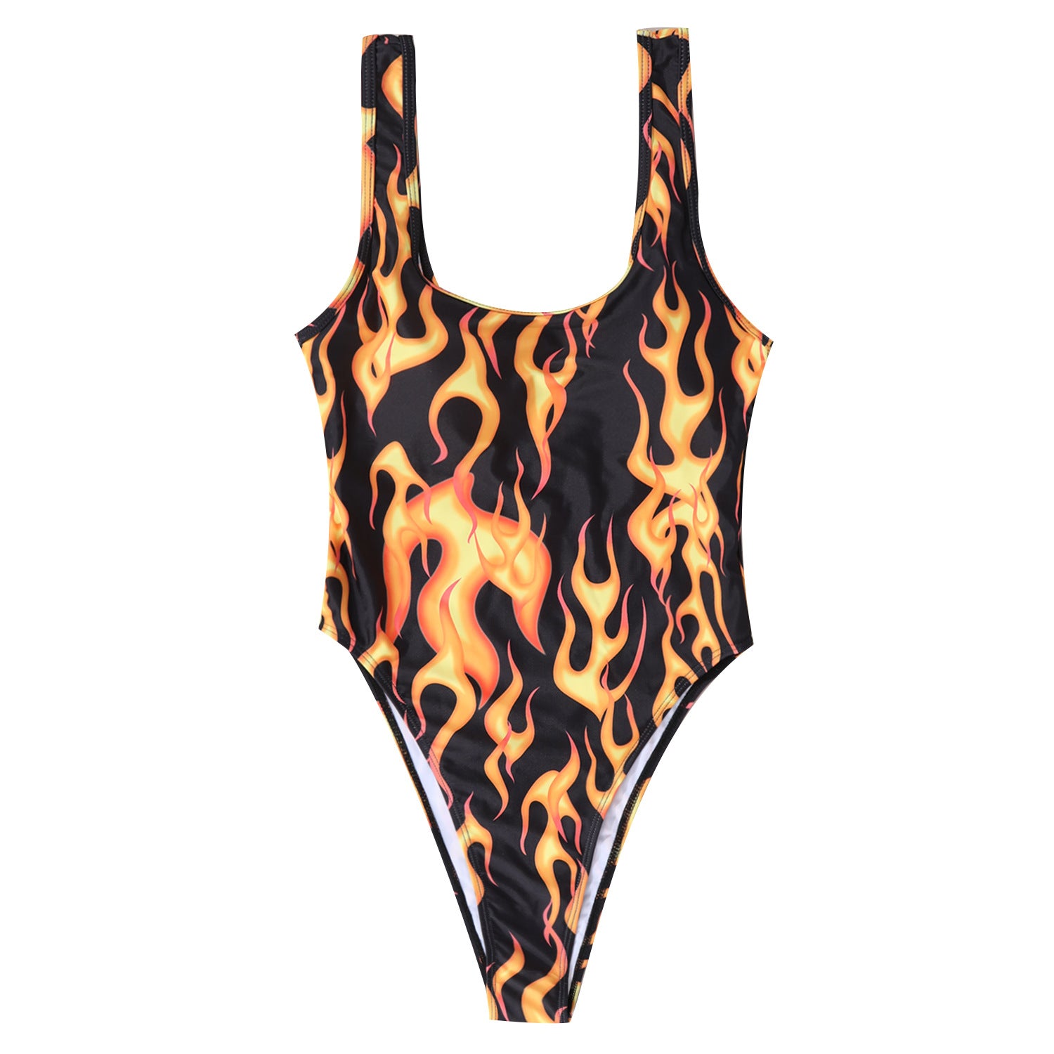 Wholesale Flame pattern bodysuit backless swimsuit