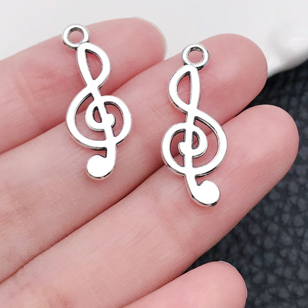 Wholesale Antique Silver Violin Guitar Saxophone Instrument Notes Creative DIY Necklace Bracelet Pendant