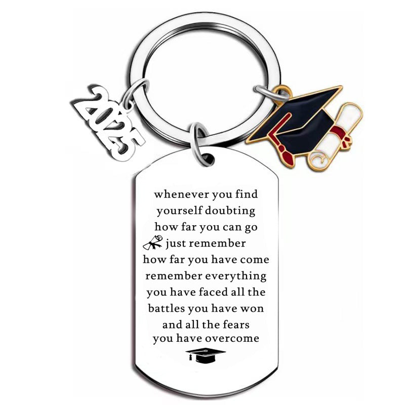 Wholesale Cross-border light luxury graduation season stainless steel keychain