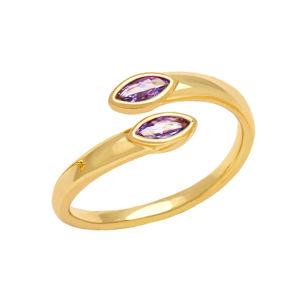 Wholesale Adjustable Color Zircon Gold Plated Copper Ring