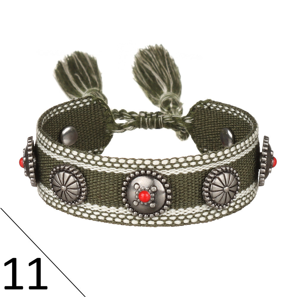 Wholesale Creative Rivet Alloy Woven Bracelets