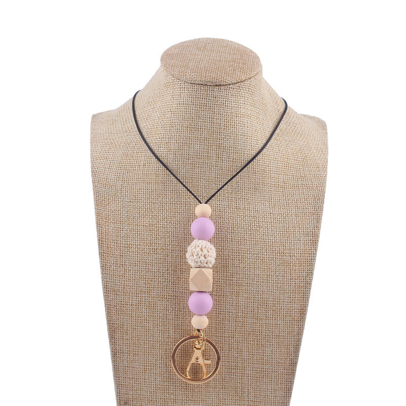 Wholesale Silicone Beaded Lanyard ID Keychain