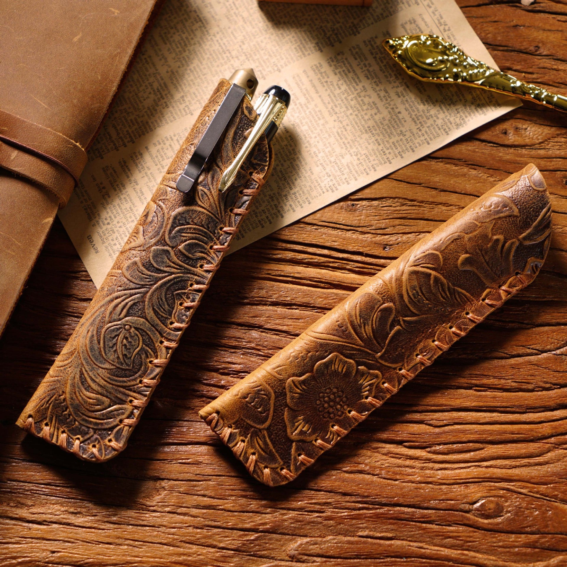 Wholesale Retro Pure Handmade Head Layer Cowhide Creative Pen Bag