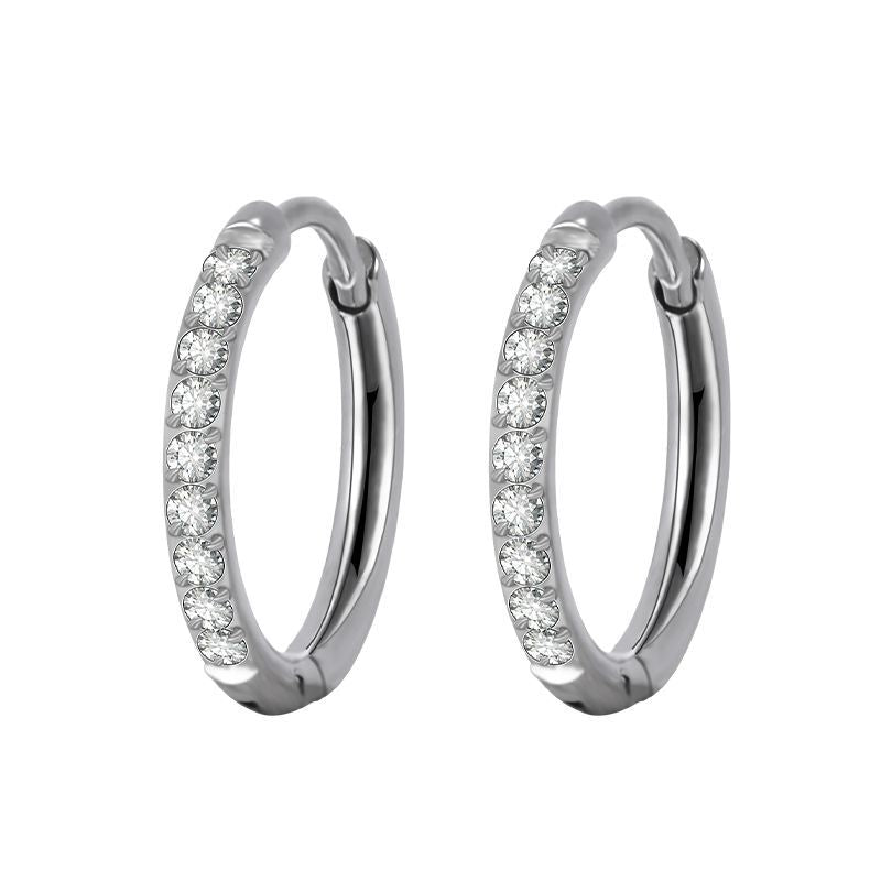 Wholesale Stainless Steel Diamond Silver Couple Earrings