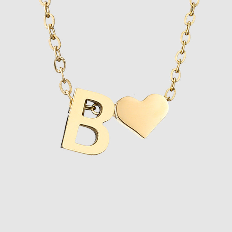 Wholesale Heart Letter Pendant Gold Plated Necklaces