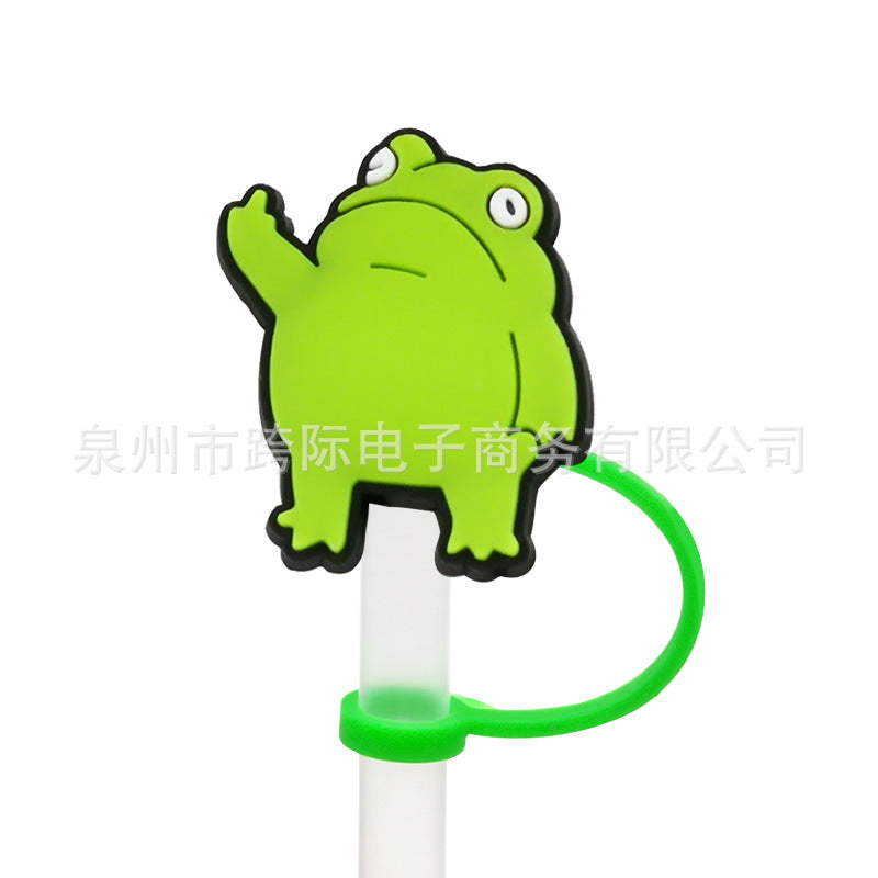 Wholesale 10 pcs Cartoon frog series straw cover straw cap silicone dust plug