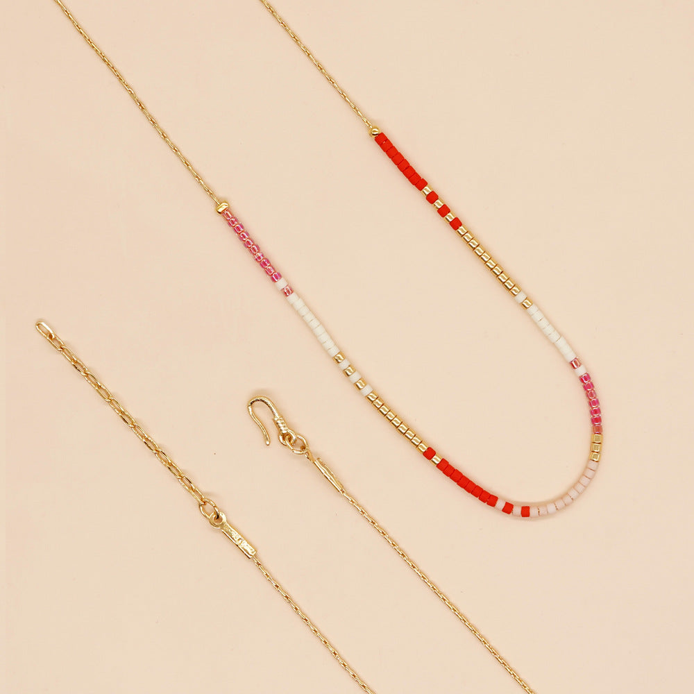 Wholesale Rainbow Rice Beads Glass Necklaces