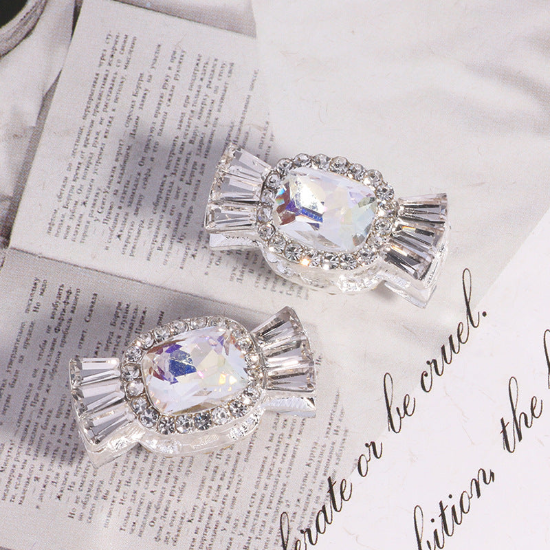 Wholesale 5pcs/pack Alloy Candy 3D Rhinestone DIY Straight Hole Beads