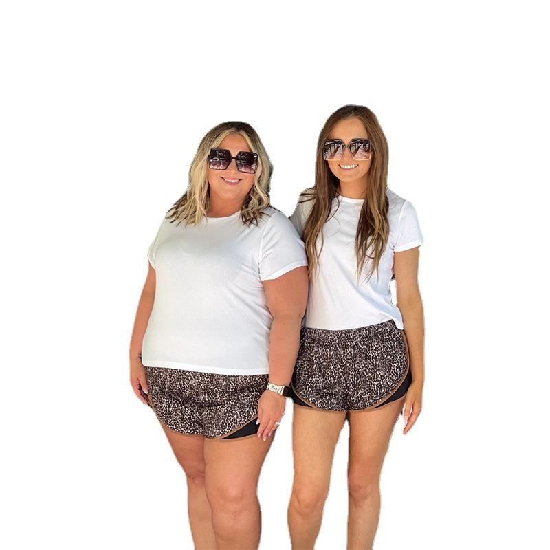 Wholesale Regular Leopard Print Patchwork Women's Shorts