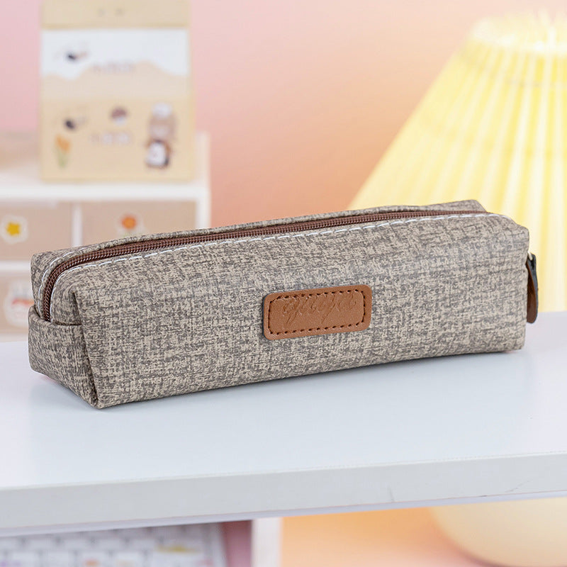 Wholesale Simple Solid PU Waterproof Single Layer Pencil Bag