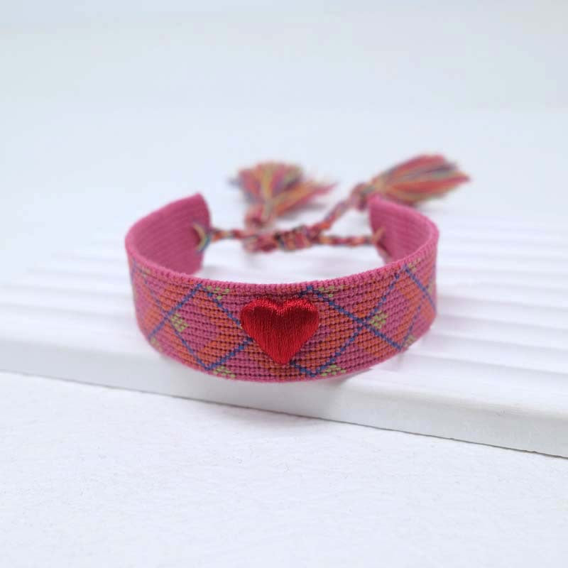 Wholesale Cord Logo Letter Love Woven Tassel Bracelet