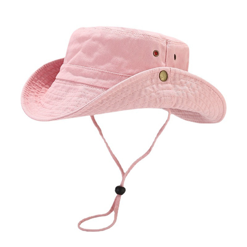 Wholesale  Patchwork Solid Color Wide-Brimmed Bucket Hat  Sun Hat