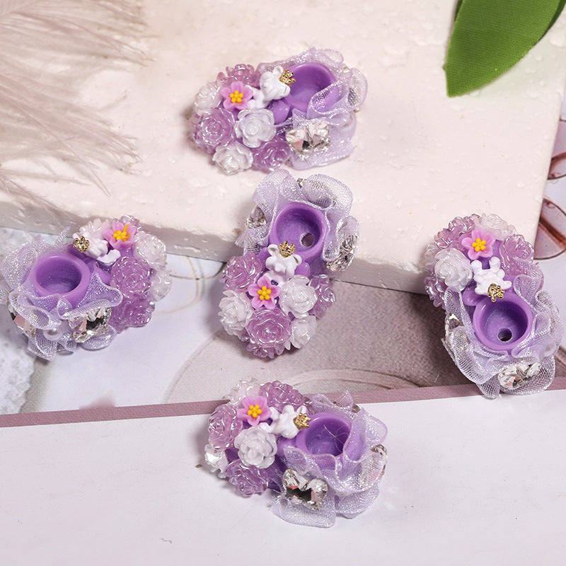 Wholesale 10pcs Heavy Resin Camellia Crystal Shoes Full of Diamond Beads