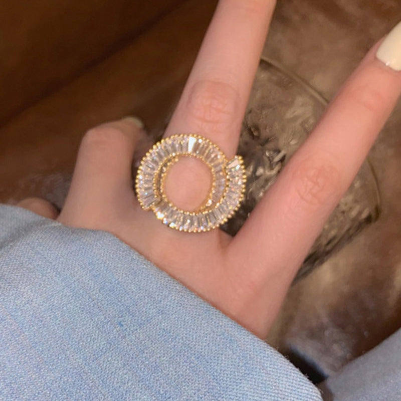 Wholesale Silver Plated Inlaid Overturning Stone Metal Rings