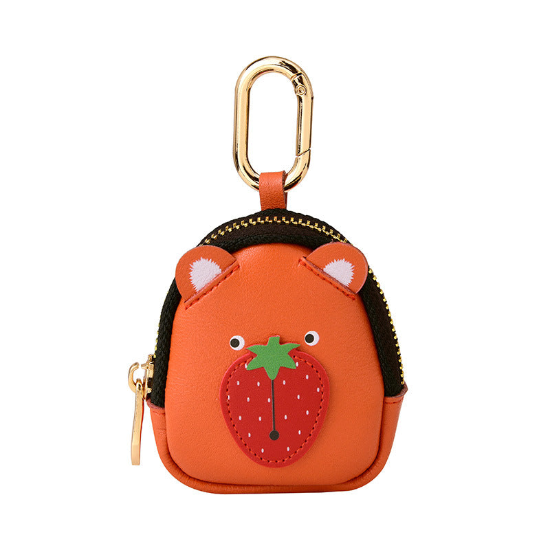 Wholesale Strawberry Bear Mini Wallet Leather Keychain