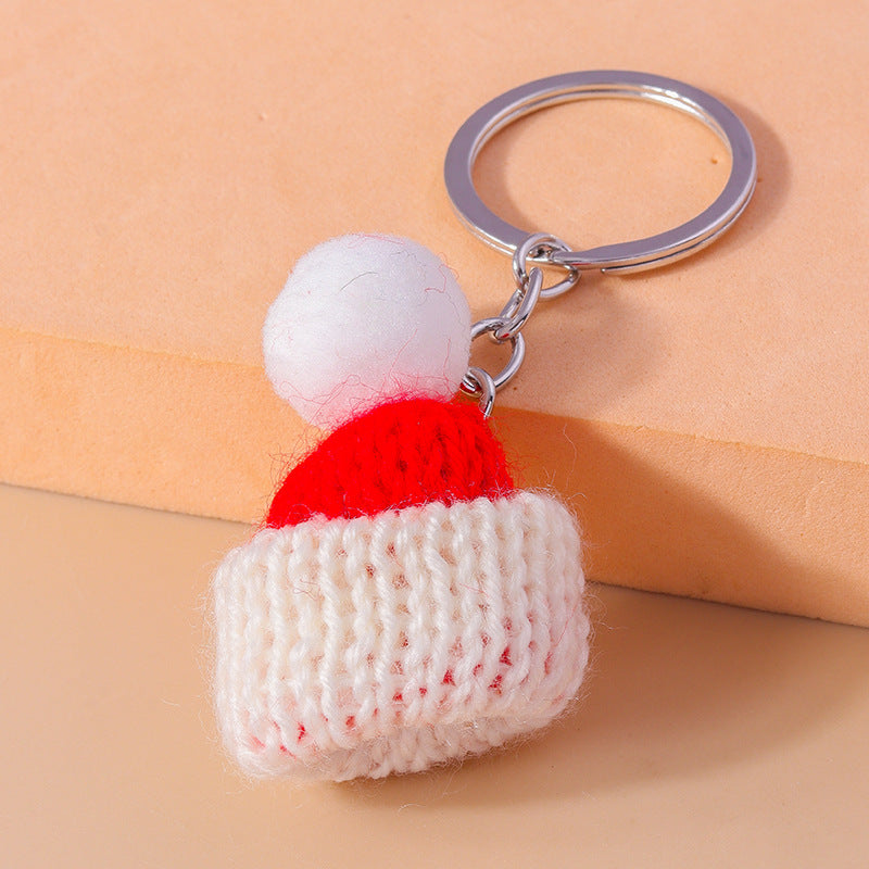 Wholesale Christmas Hat Creative Christmas Knitted Hat Pendant Plush Keychain