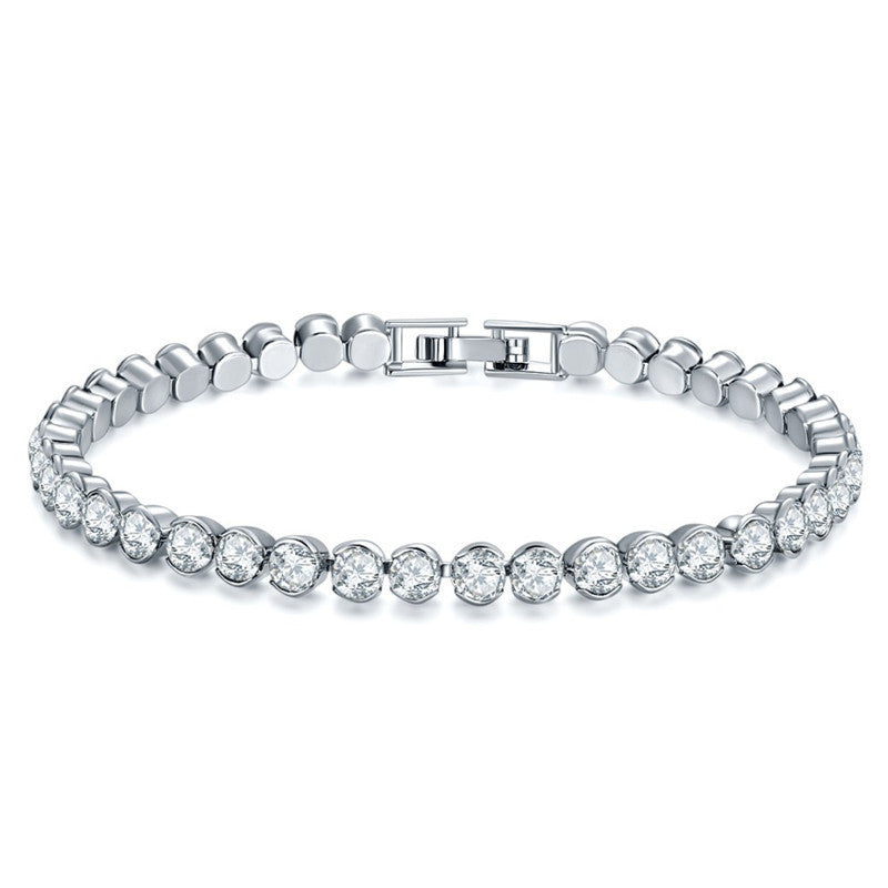 Wholesale Crystal Plating Real Gold AAA Zircon Diamond 4mm Bracelet
