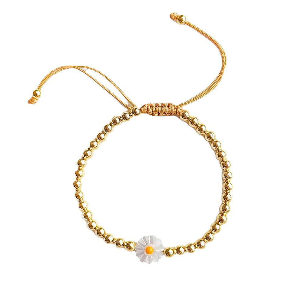 Wholesale Colorful Beaded Shell Daisy Glass Bracelet