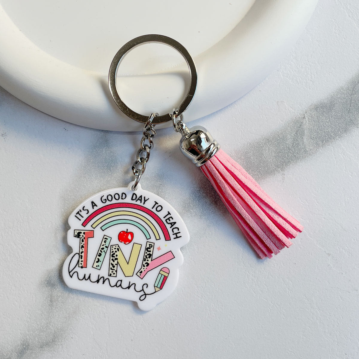 Wholesale Teacher Gifts Acrylic Letter Tassel Pendant Keychain
