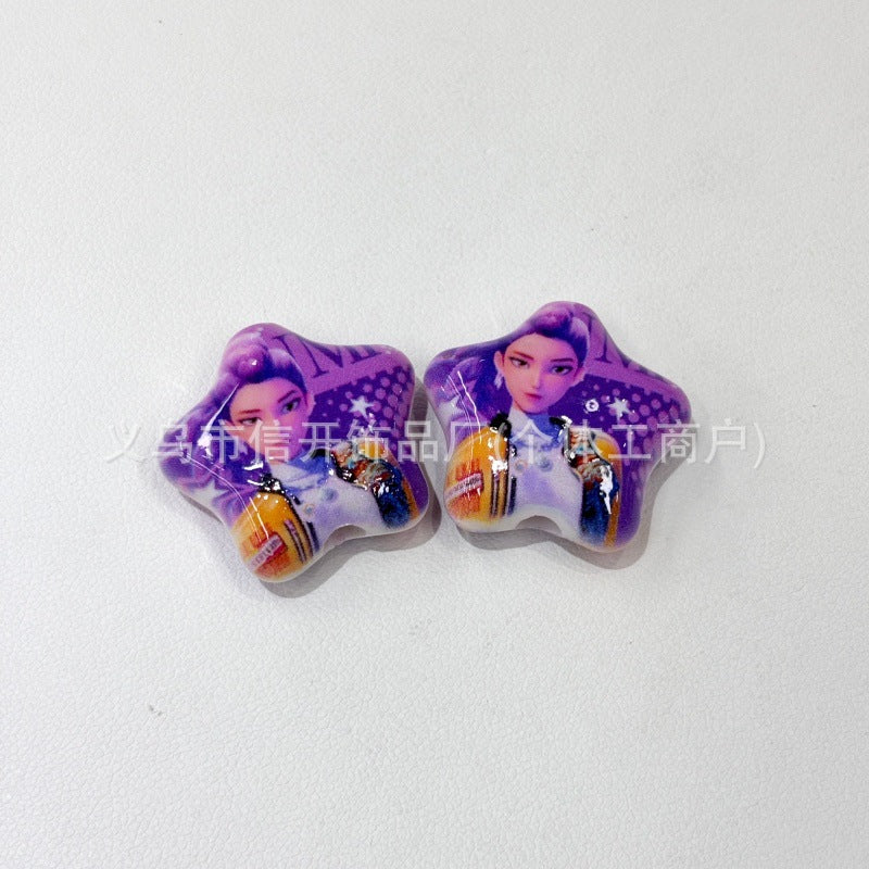 Wholesale 200pcs/pack Cartoon print five-pointed star ballpoint pen with perforation OLY Exclusive