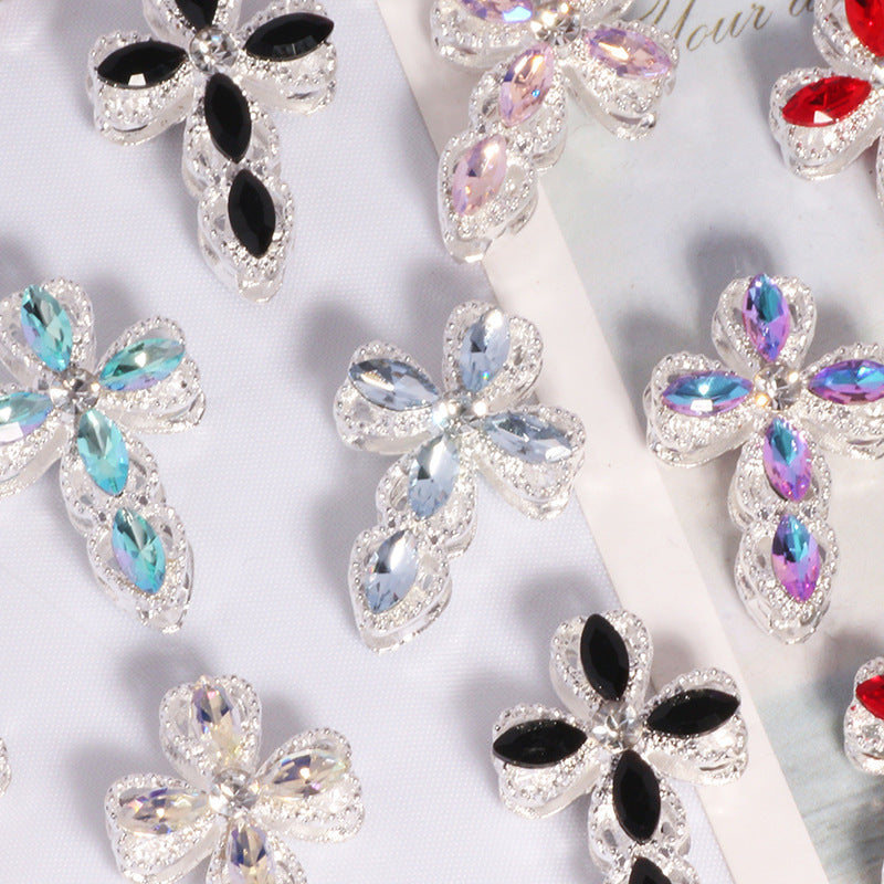 Wholesale 3PCS/Pack Alloy Stereo Cross DIY Straight Hole Beads Cute Decorative Mobile Phone Chain Key Chain Bag Chain Accessories