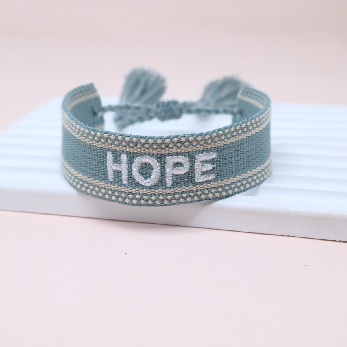 Wholesale Cord Embroidered Letter Woven Tassel Bracelet