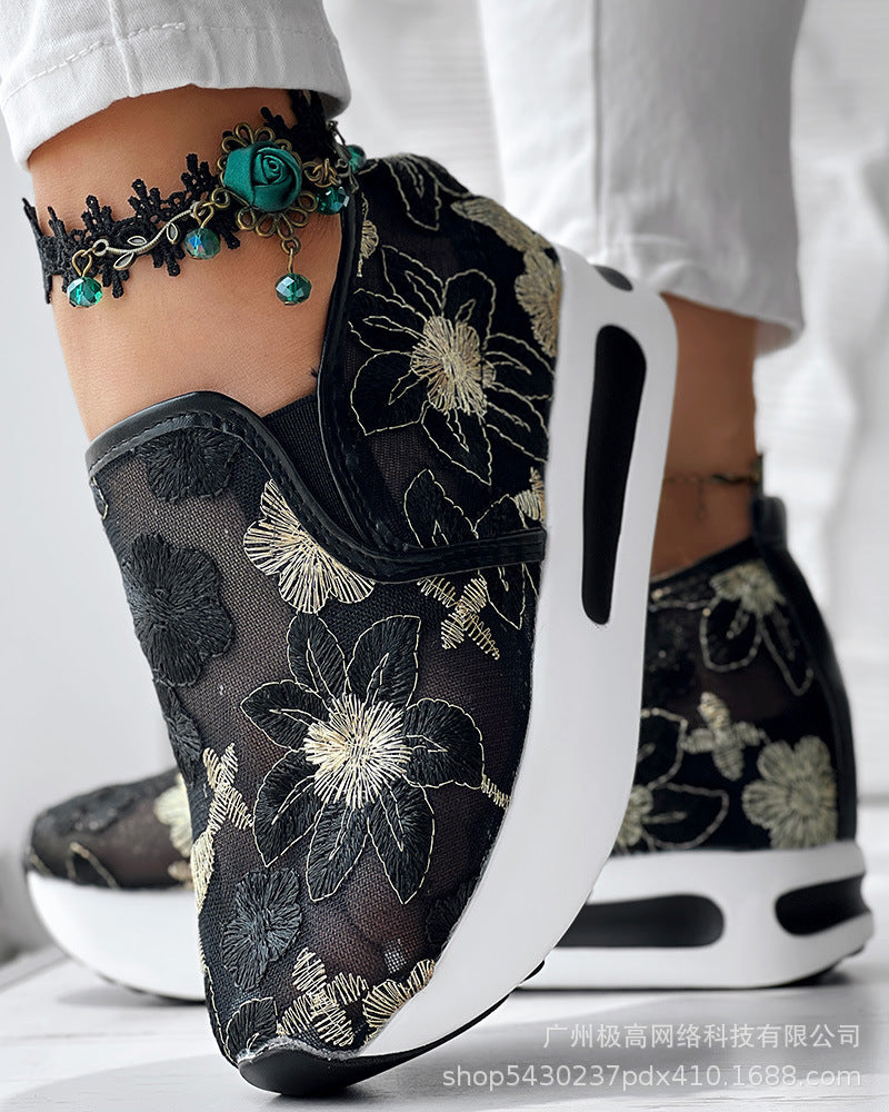 Wholesale Women's New Fashion All-match Colorful Rose Sneakers