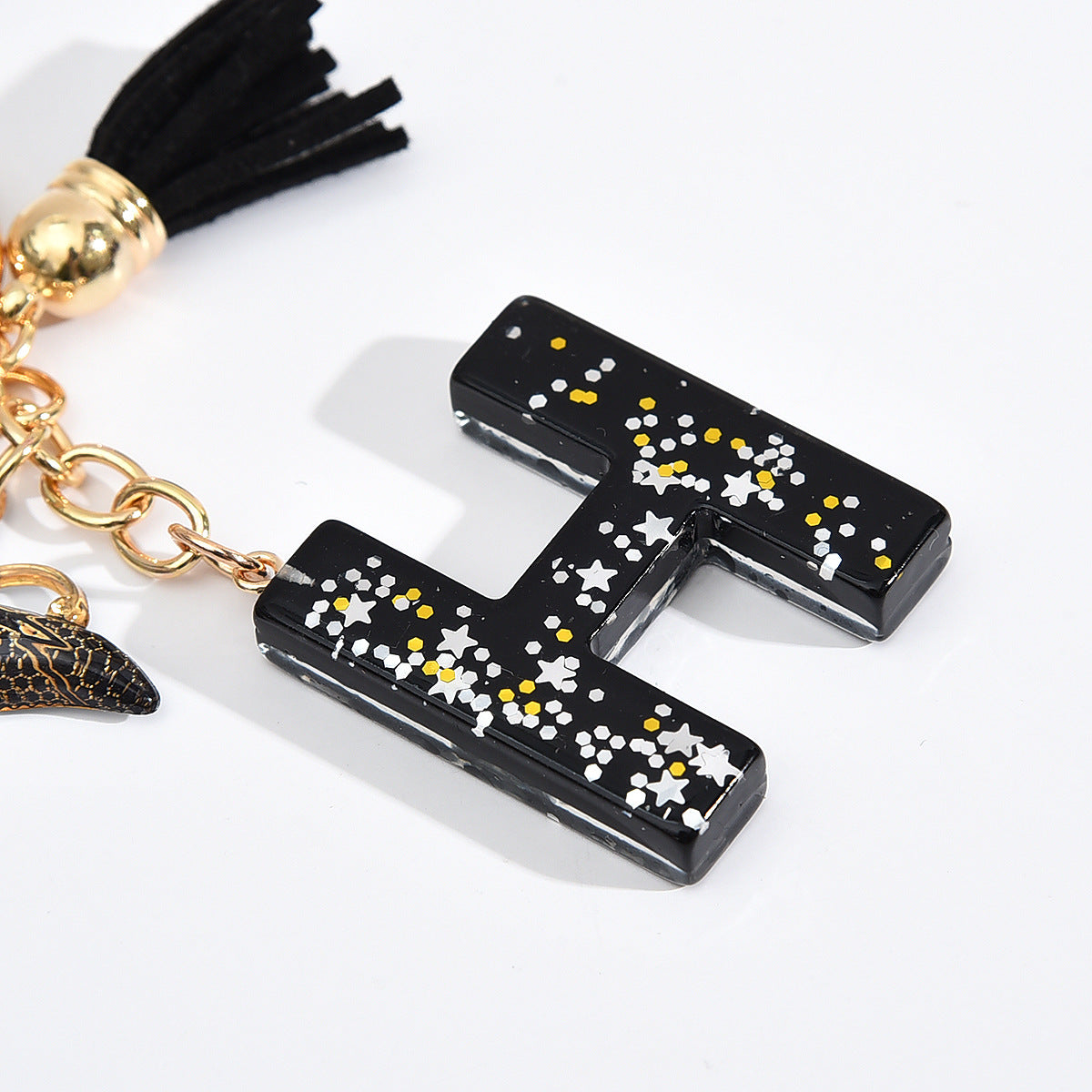 Wholesale Resin black English letter car key chain pendant