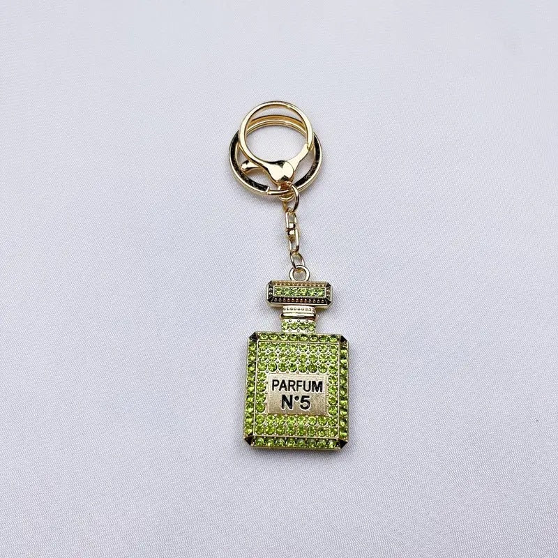 Wholesale Diamond-studded perfume bottle creative metal keychain
