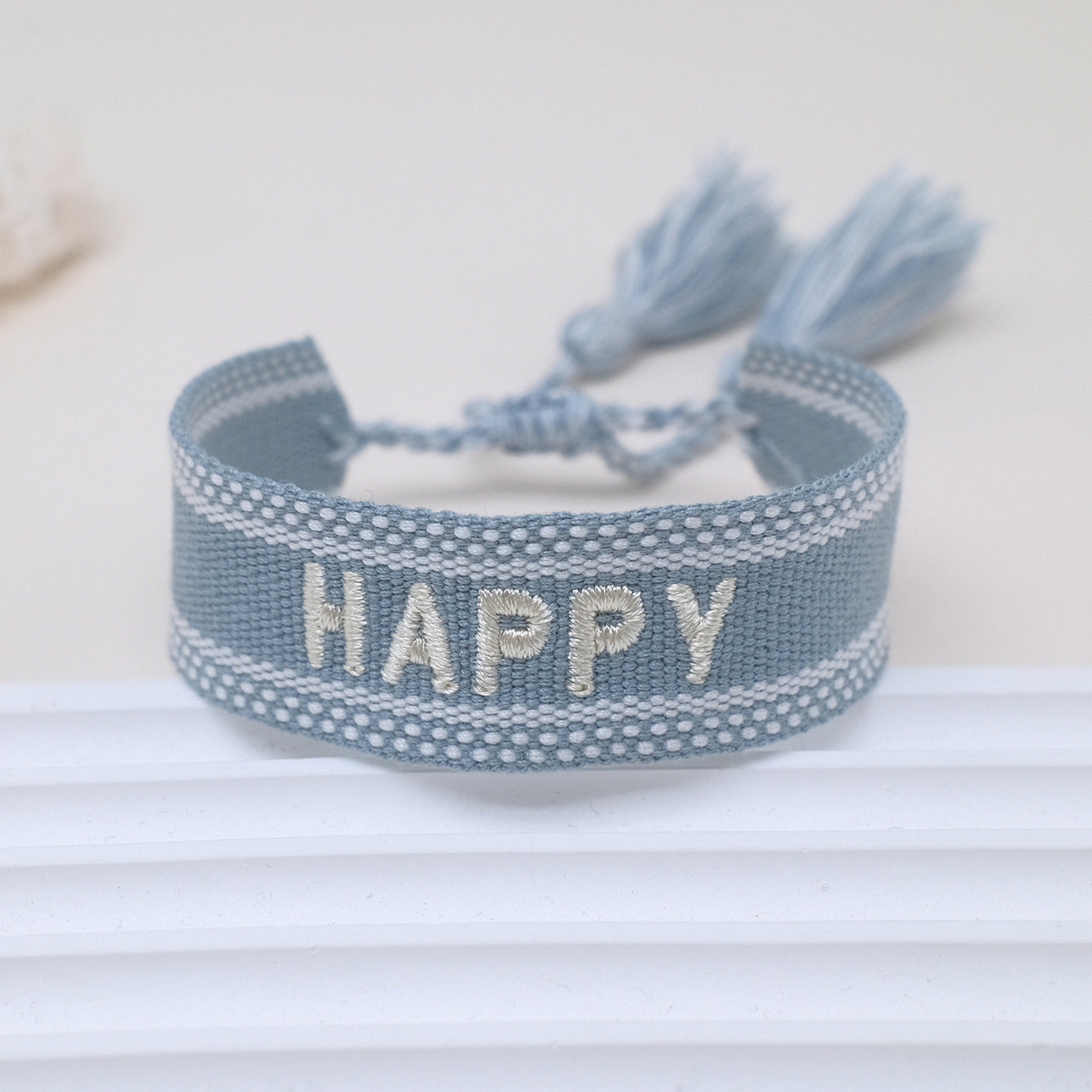 Wholesale Cord Embroidered Letter Woven Tassel Bracelet